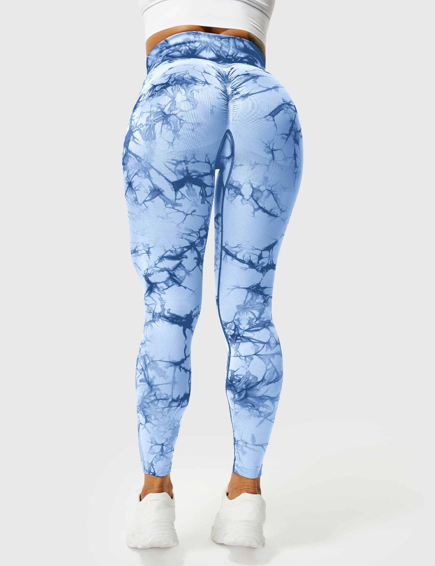 Leggins azul claro, Push Up, Sin Costuras, Tie Dye, Premium