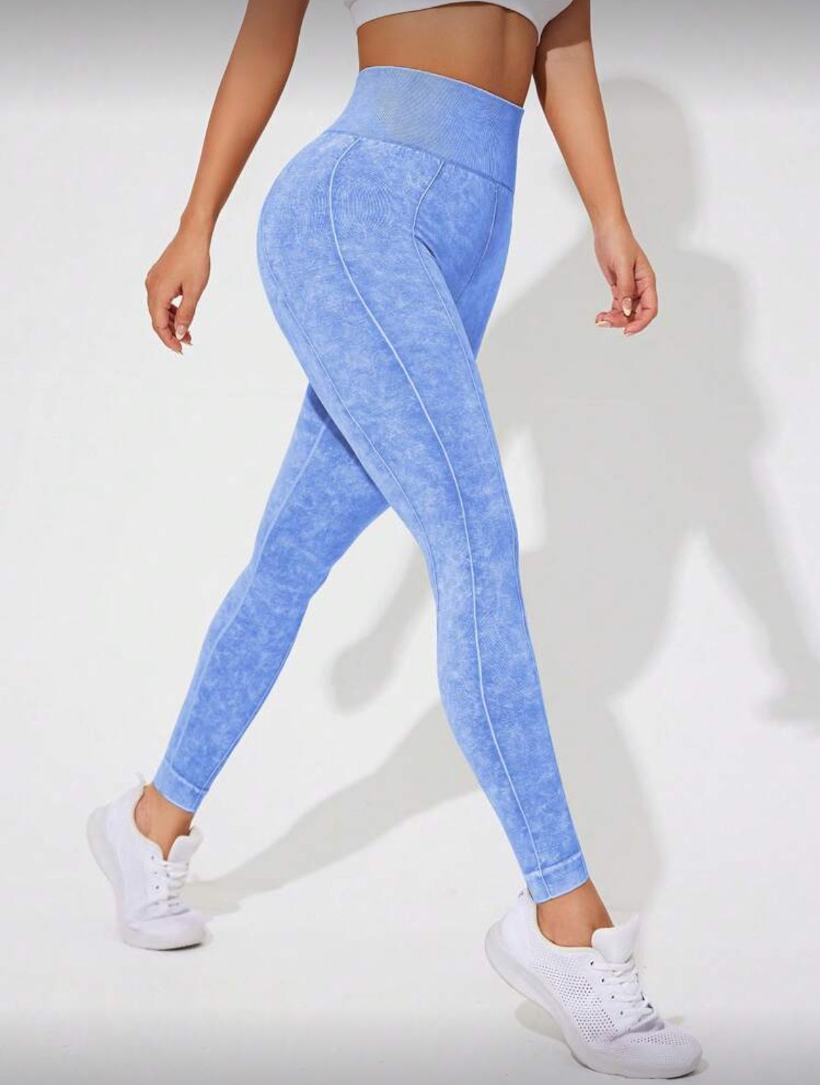 Leggins Scrunch, Push Up, Tono liso deslavado, Sin costuras