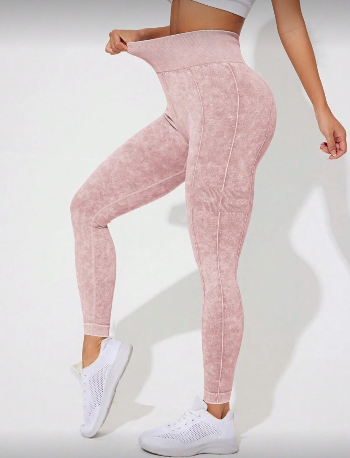Leggins Scrunch, Push Up, Tono liso deslavado, Sin costuras