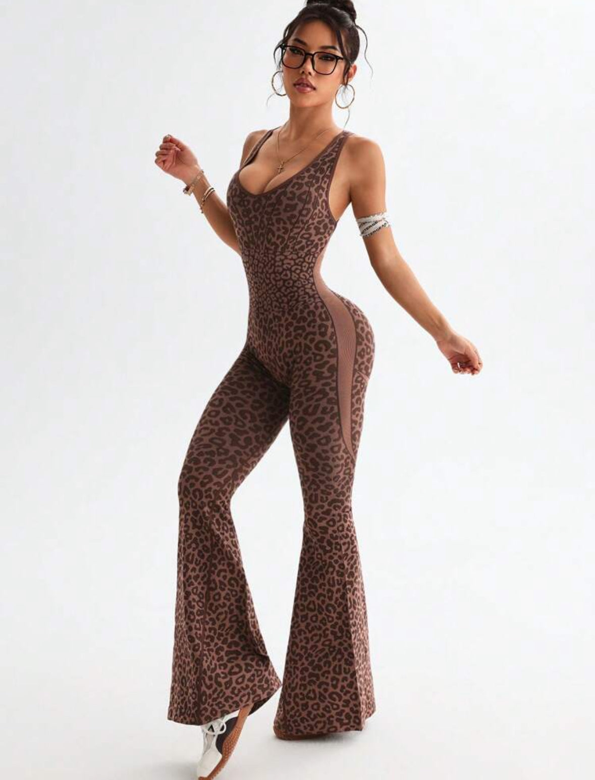 ‘Enterizo Push Up, Sin costuras, Animal print, Acampanado
