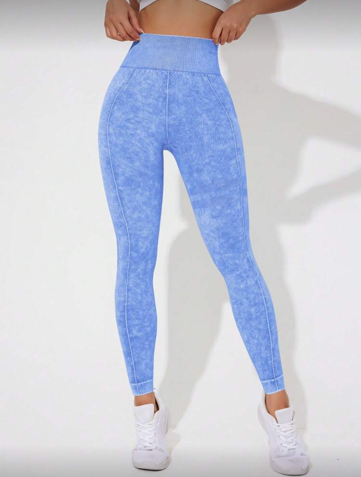Leggins Scrunch, Push Up, Tono liso deslavado, Sin costuras