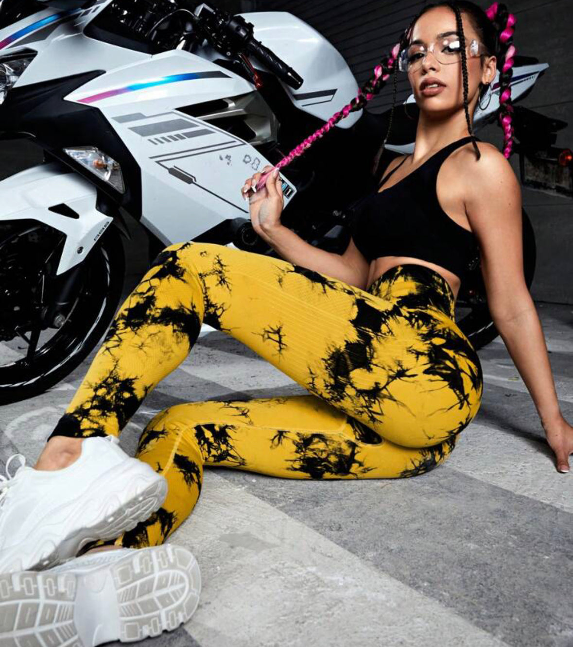 Leggins Mostaza, Push Up, Sin costuras, Tie Dye