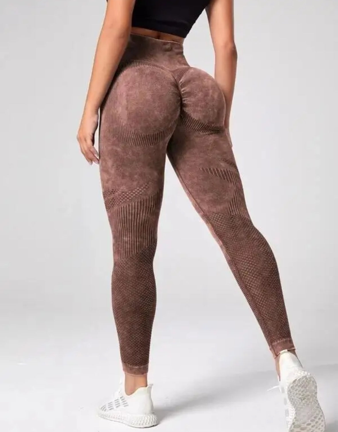 Leggins deportivo, Push Up, Sin costuras, Acabado Mezclilla deslavado