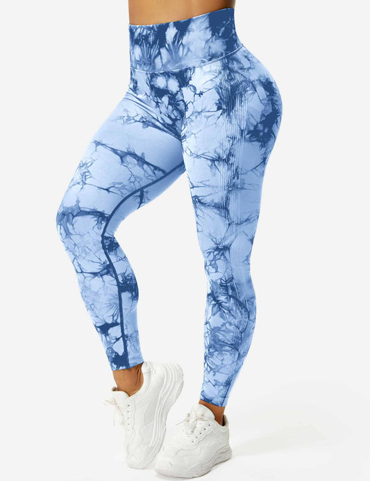 Leggins azul claro, Push Up, Sin Costuras, Tie Dye, Premium