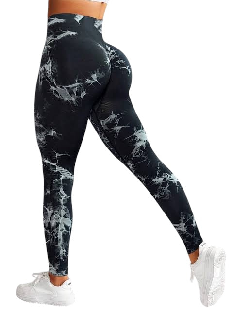 JMSports Tie Dye Legging, Negro con blanco
