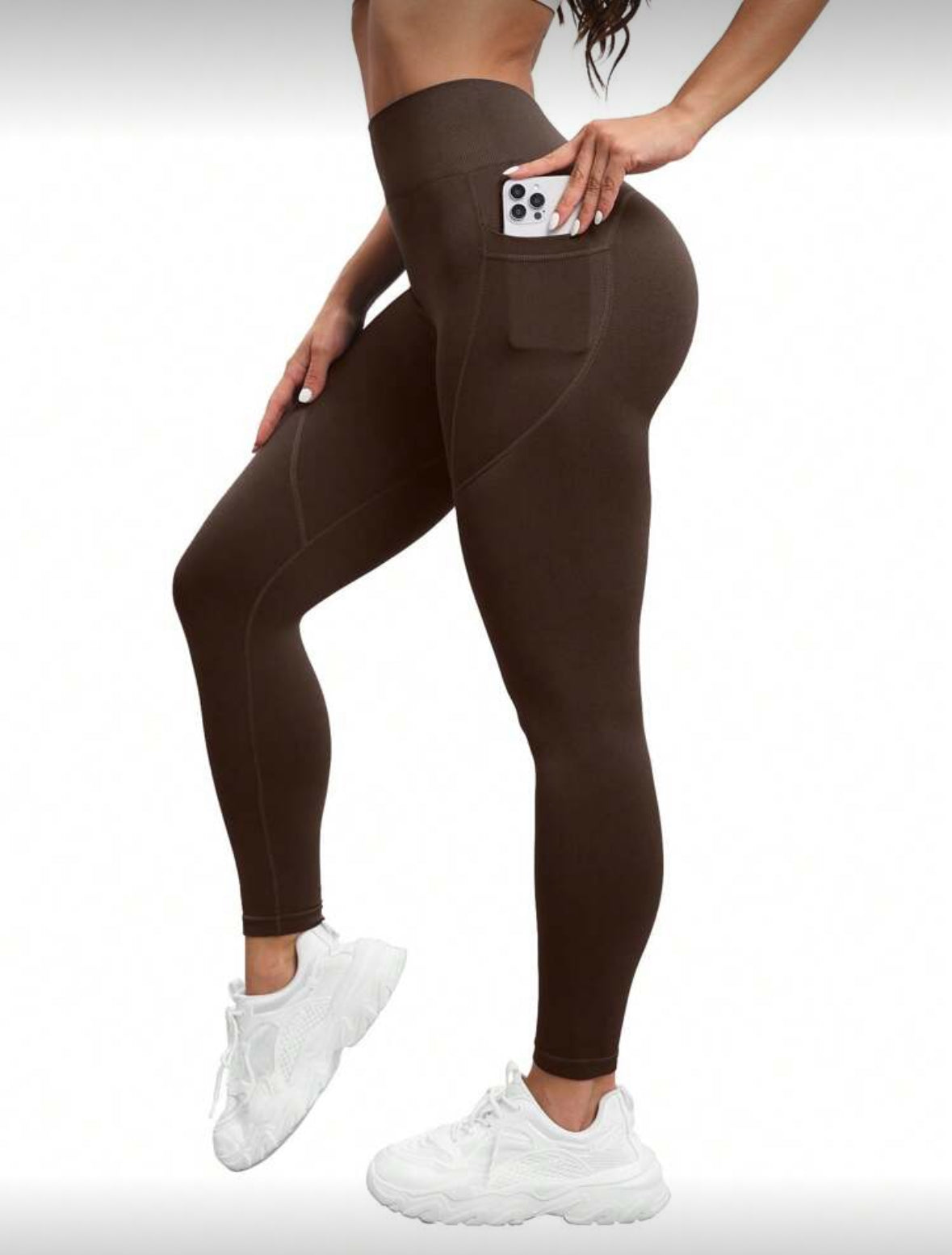 Leggins con bolsa, Push Up, Sin costuras, Tono Liso