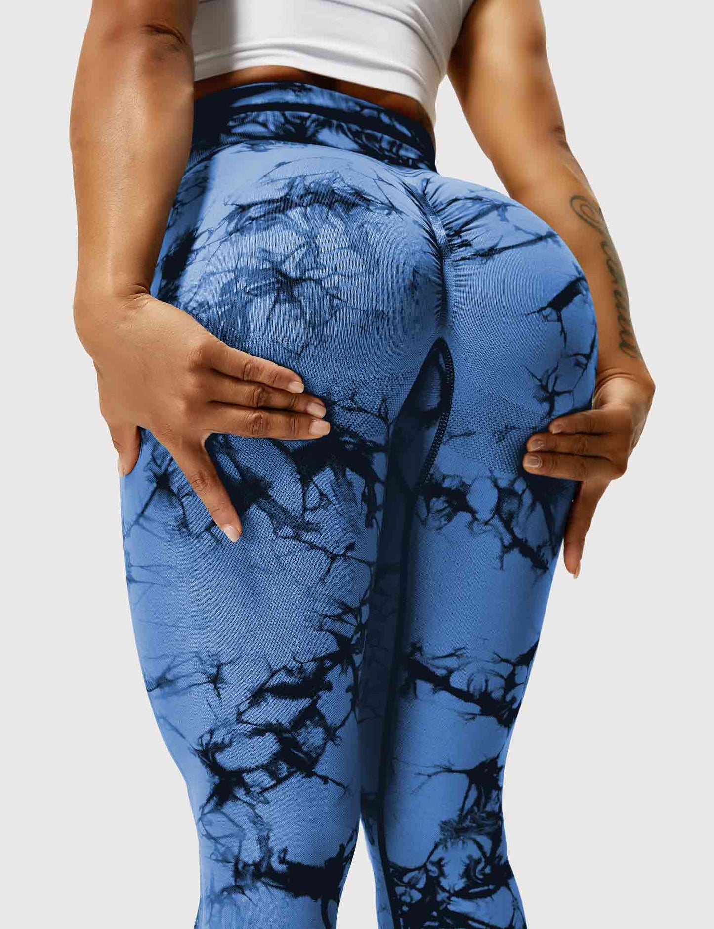 Leggins Azul Marino, Push Up, Sin costuras, Tie Dye, Premium