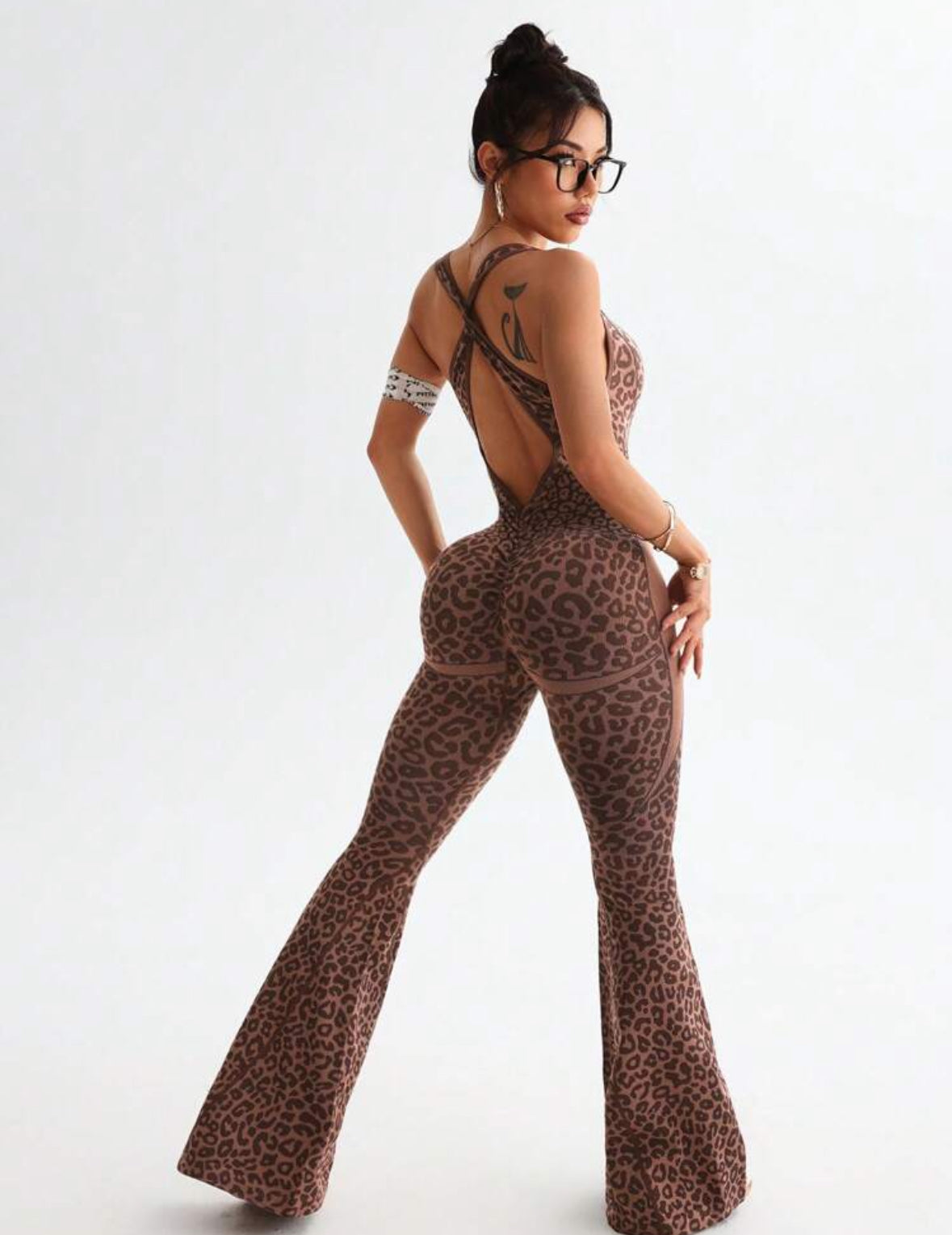 ‘Enterizo Push Up, Sin costuras, Animal print, Acampanado