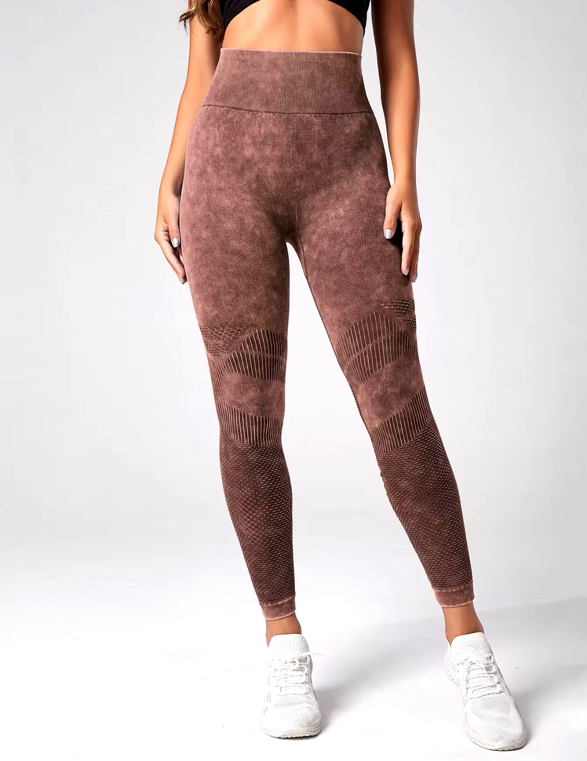 Leggins deportivo, Push Up, Sin costuras, Acabado Mezclilla deslavado