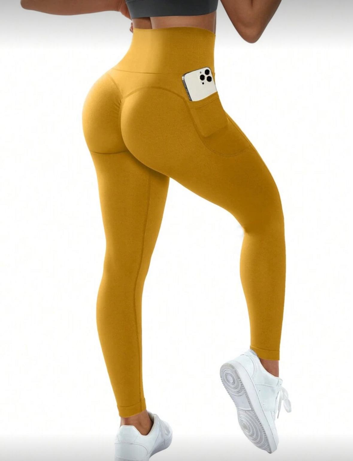 Leggins con bolsa, Push Up, Sin costuras, Tono Liso