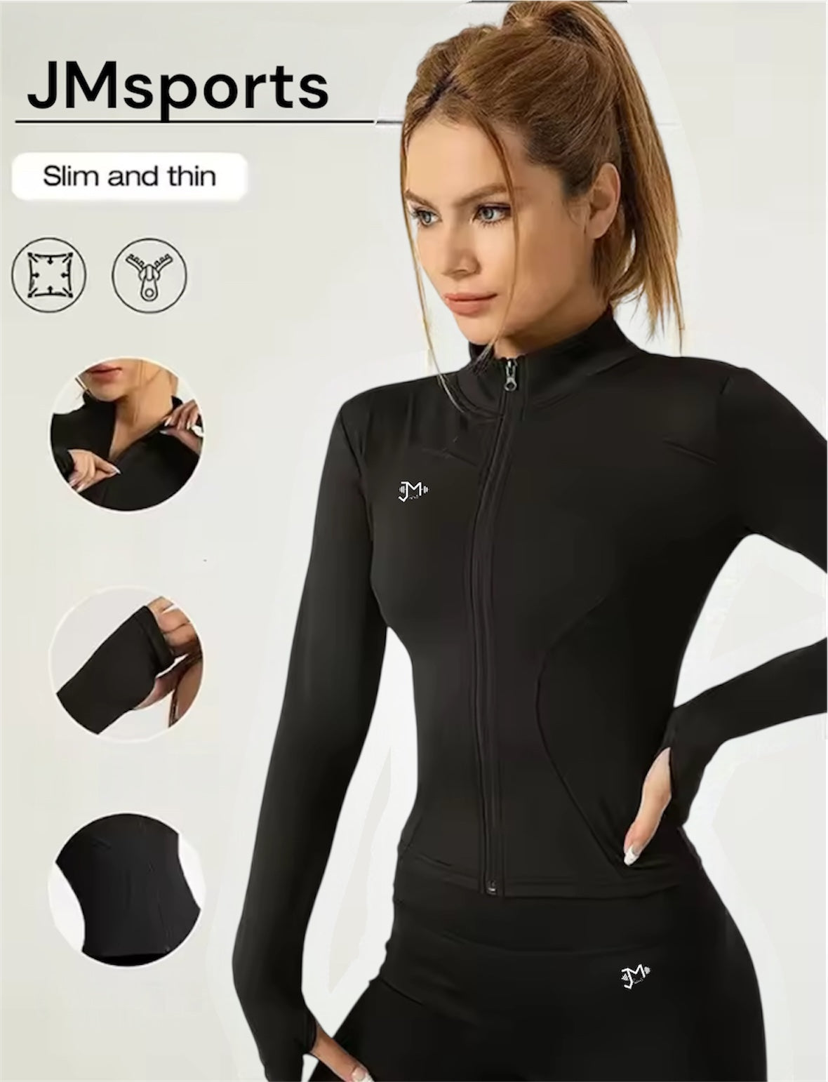 Chaqueta deportiva para mujer de manga larga, JMsports