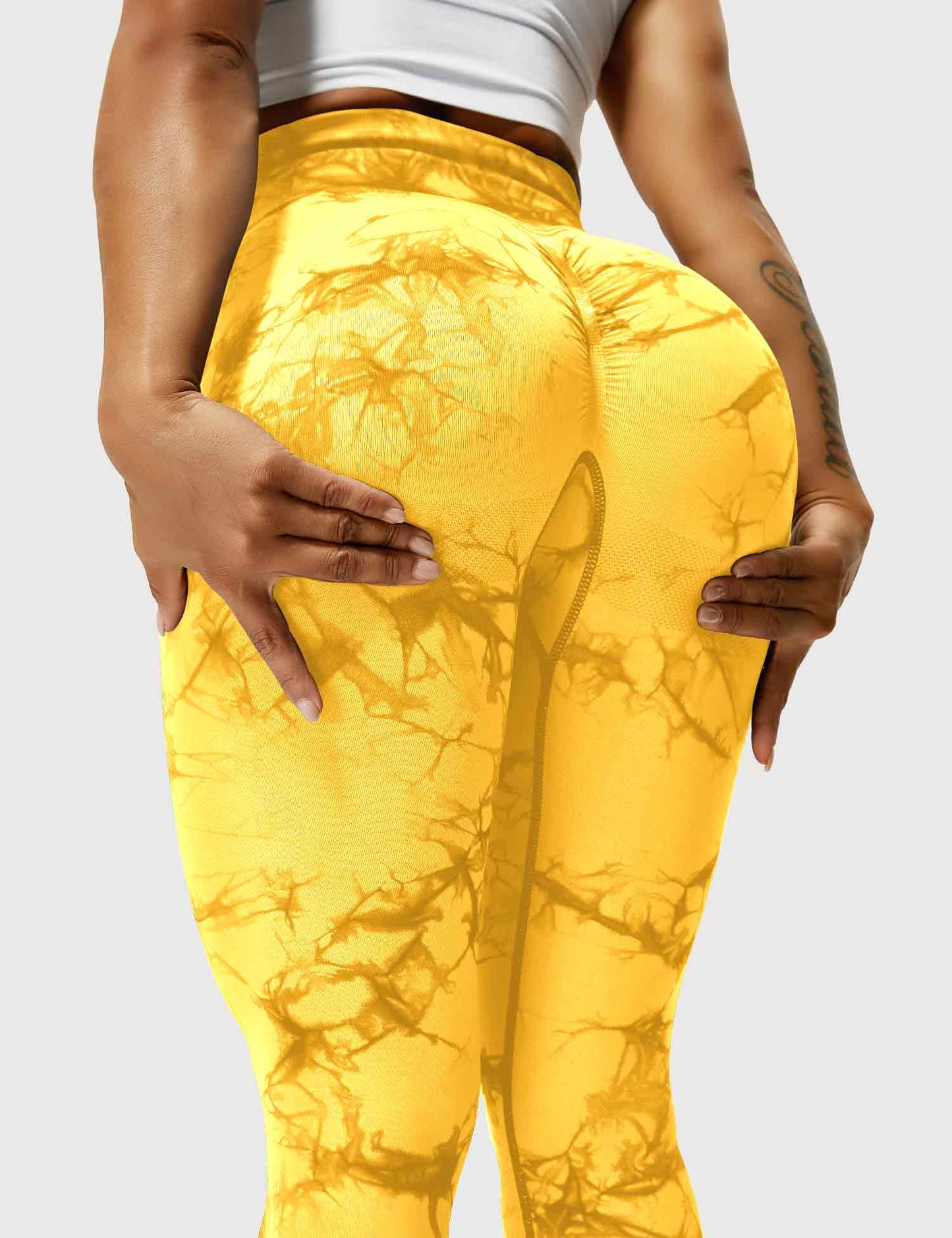 Leggins Amarillos, Push Up, Sin Costuras, Tie Dye, Premium