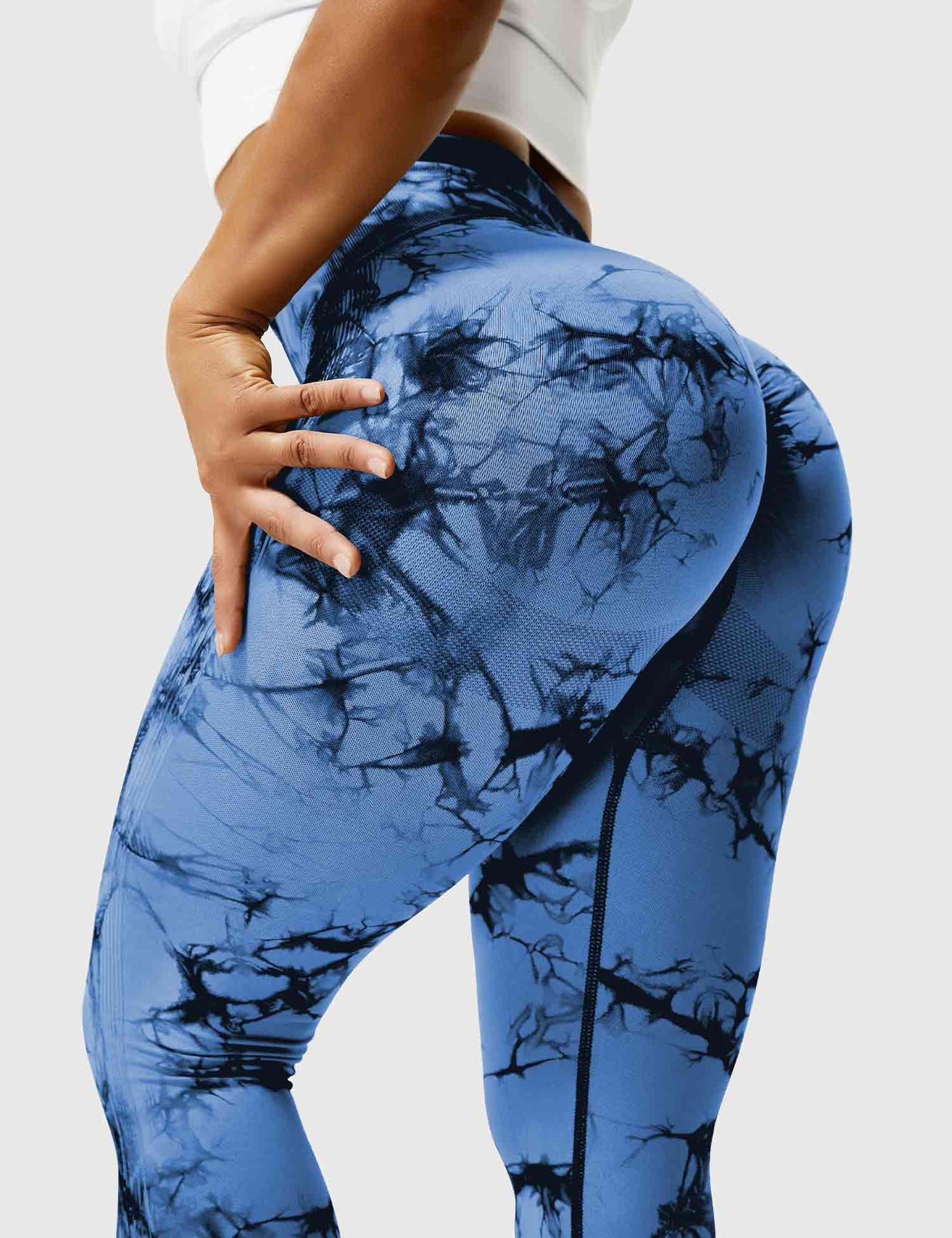 Leggins Azul Marino, Push Up, Sin costuras, Tie Dye, Premium