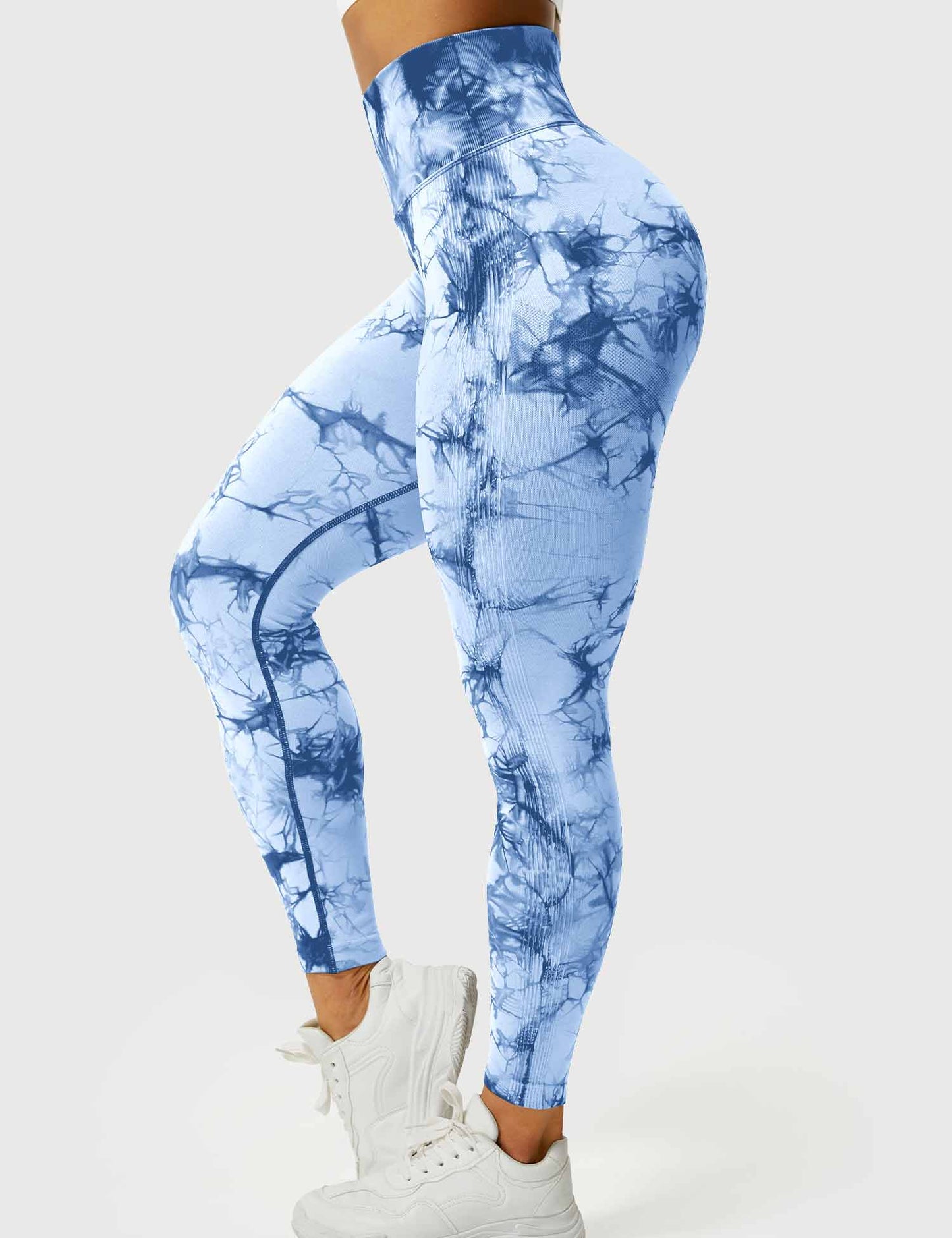 Leggins azul claro, Push Up, Sin Costuras, Tie Dye, Premium