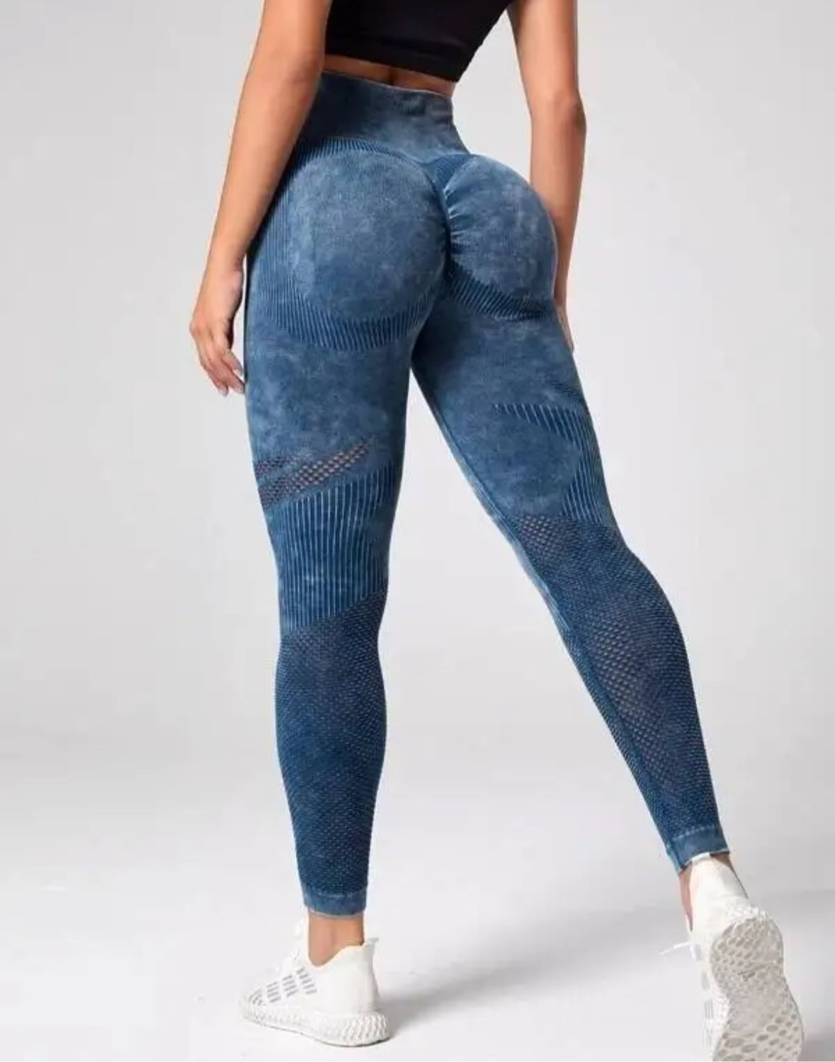 Leggins deportivo, Push Up, Sin costuras, Acabado Mezclilla deslavado