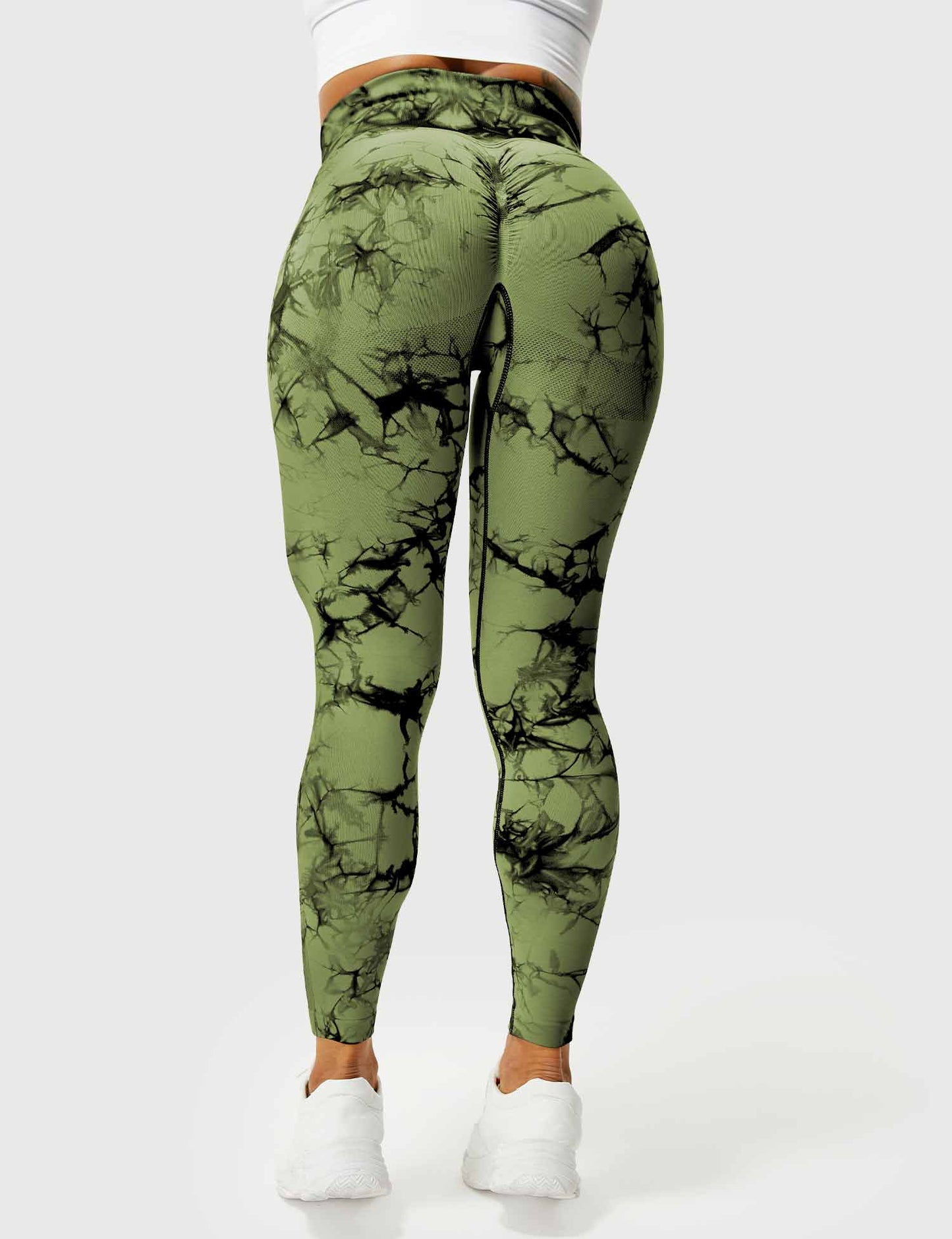 Leggins Verde Militar, Push Up, Sin costuras, Tie Dye