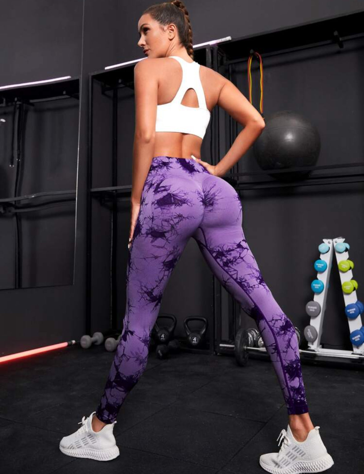 Leggin Push Up, Tie Dye, Purpura claro