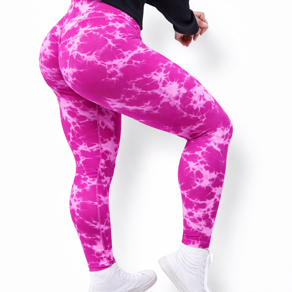 Leggin Push Up, Tie Dye, Rosa Fiusha