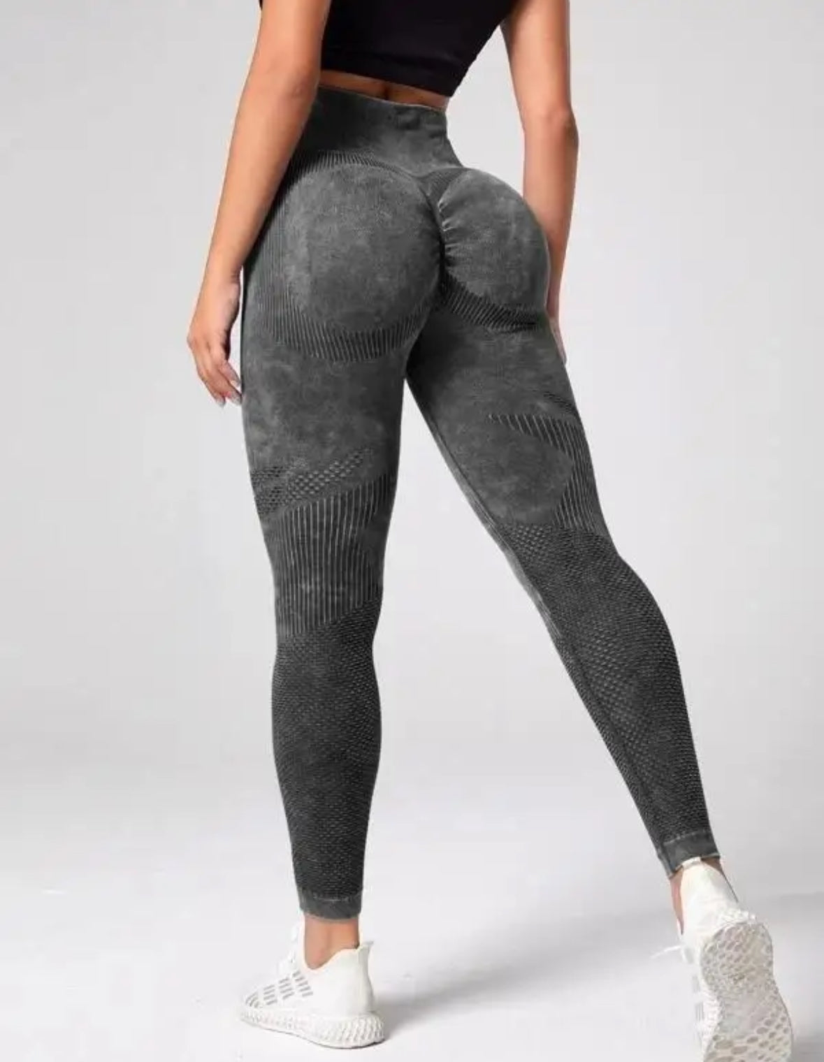 Leggins deportivo, Push Up, Sin costuras, Acabado Mezclilla deslavado