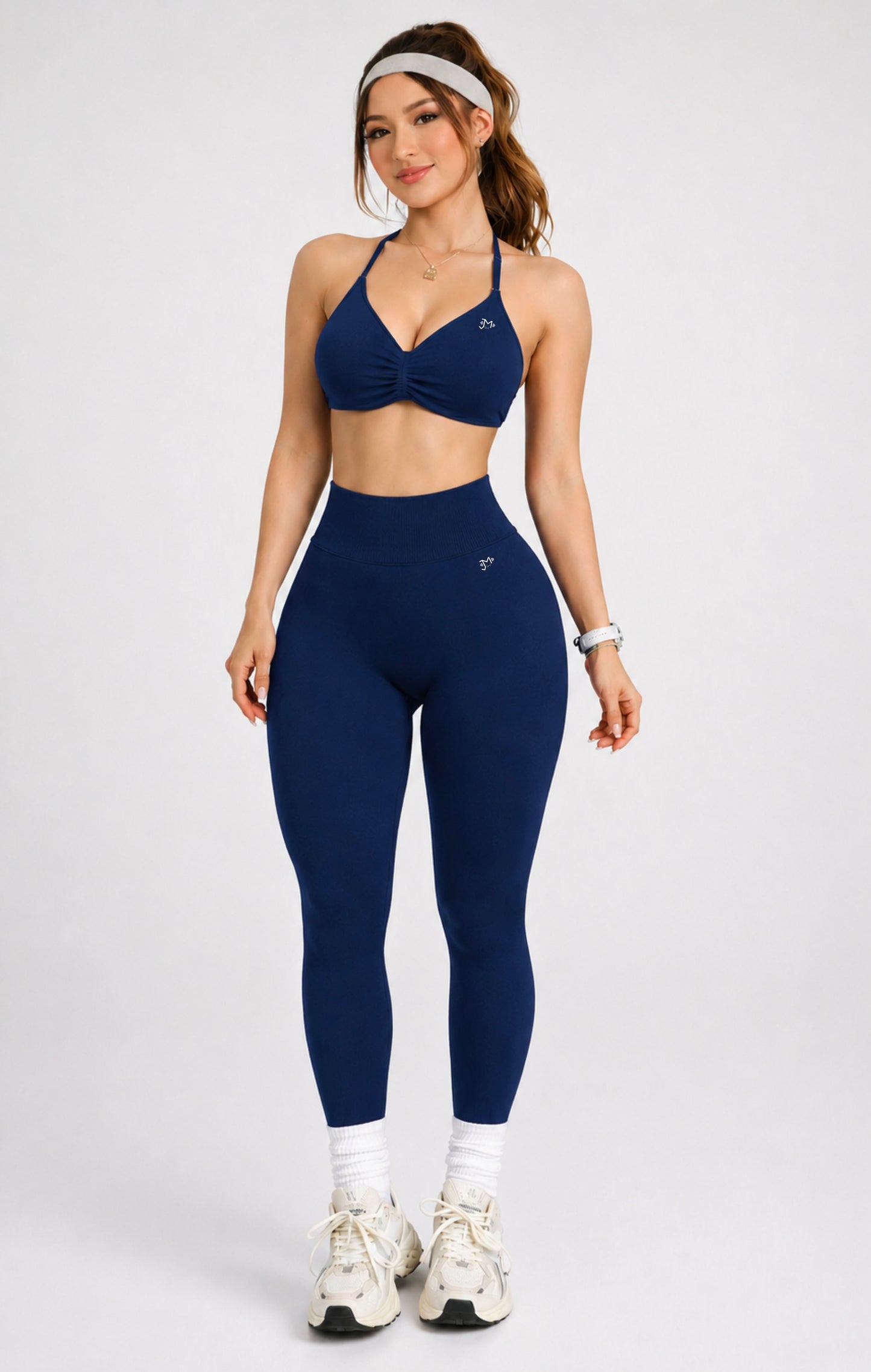 Conjunto Push Up, Top y Leggins Sin costuras, tono Liso