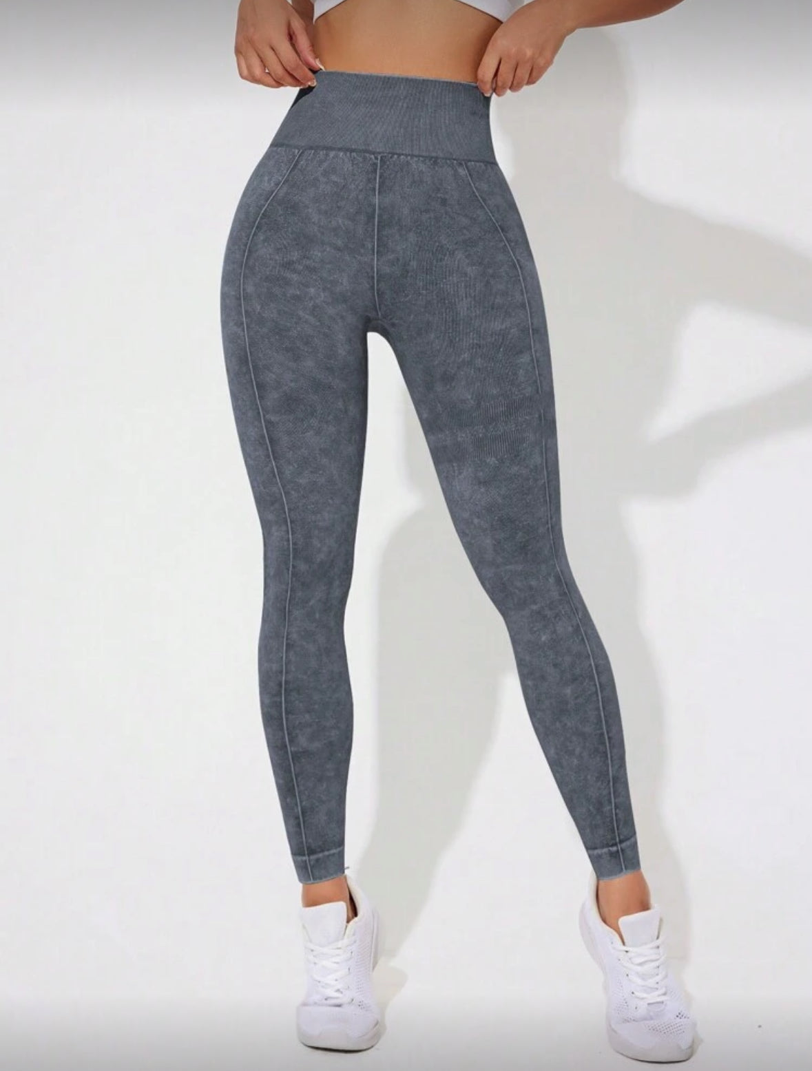 Leggins Scrunch, Push Up, Tono liso deslavado, Sin costuras