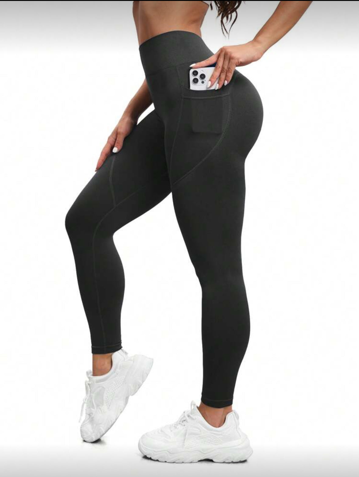 Leggins con bolsa, Push Up, Sin costuras, Tono Liso