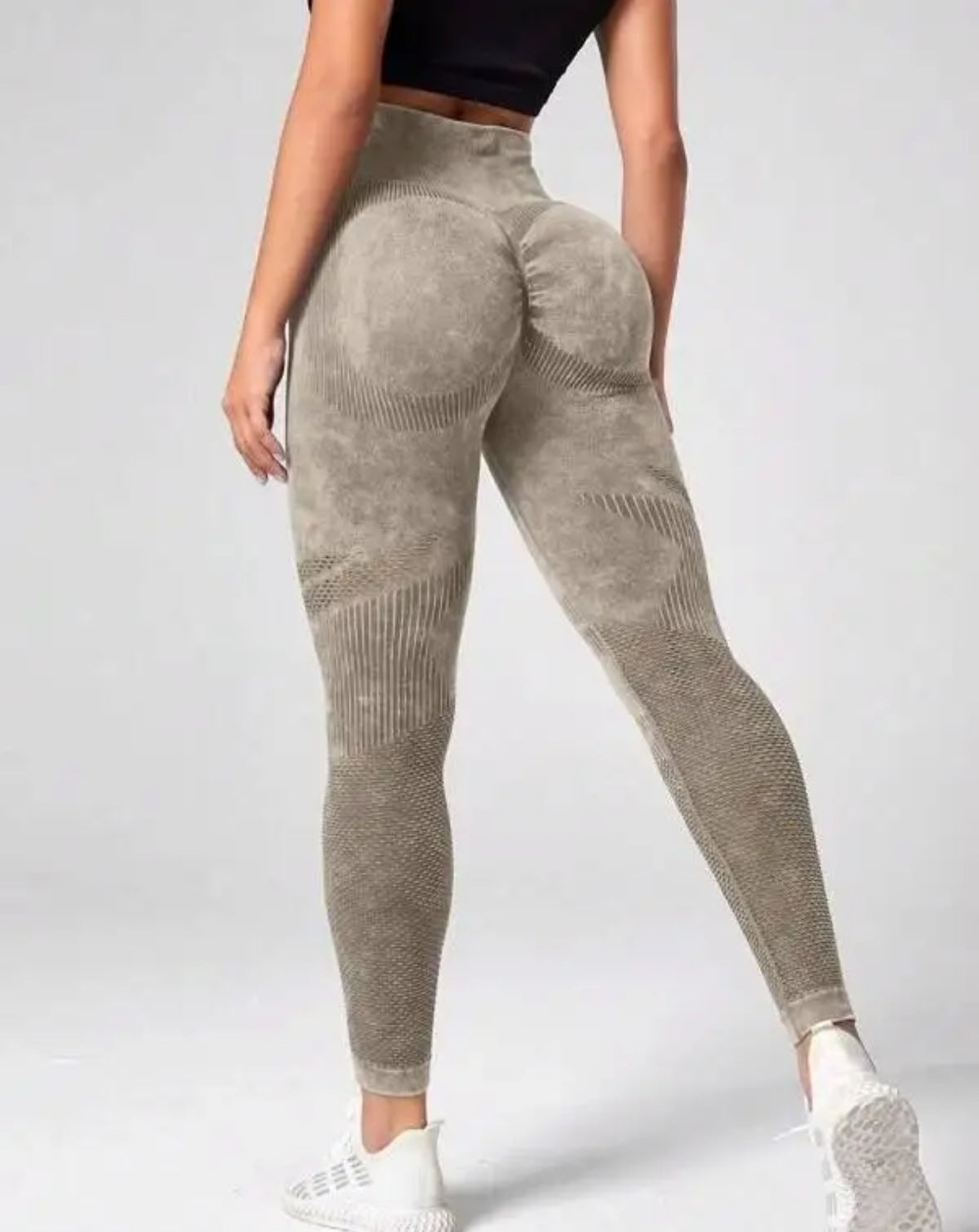 Leggins deportivo, Push Up, Sin costuras, Acabado Mezclilla deslavado