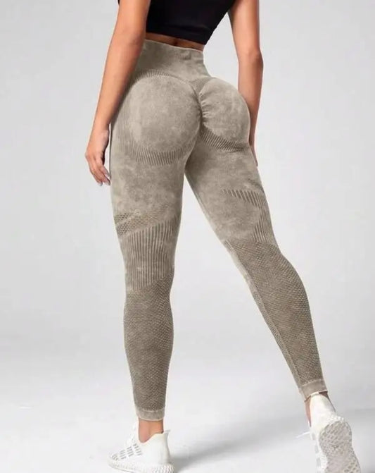 Leggins deportivo, Push Up, Sin costuras, Acabado Mezclilla deslavado