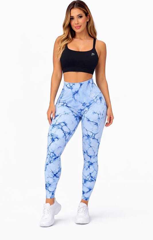 Leggins azul claro, Push Up, Sin Costuras, Tie Dye, Premium
