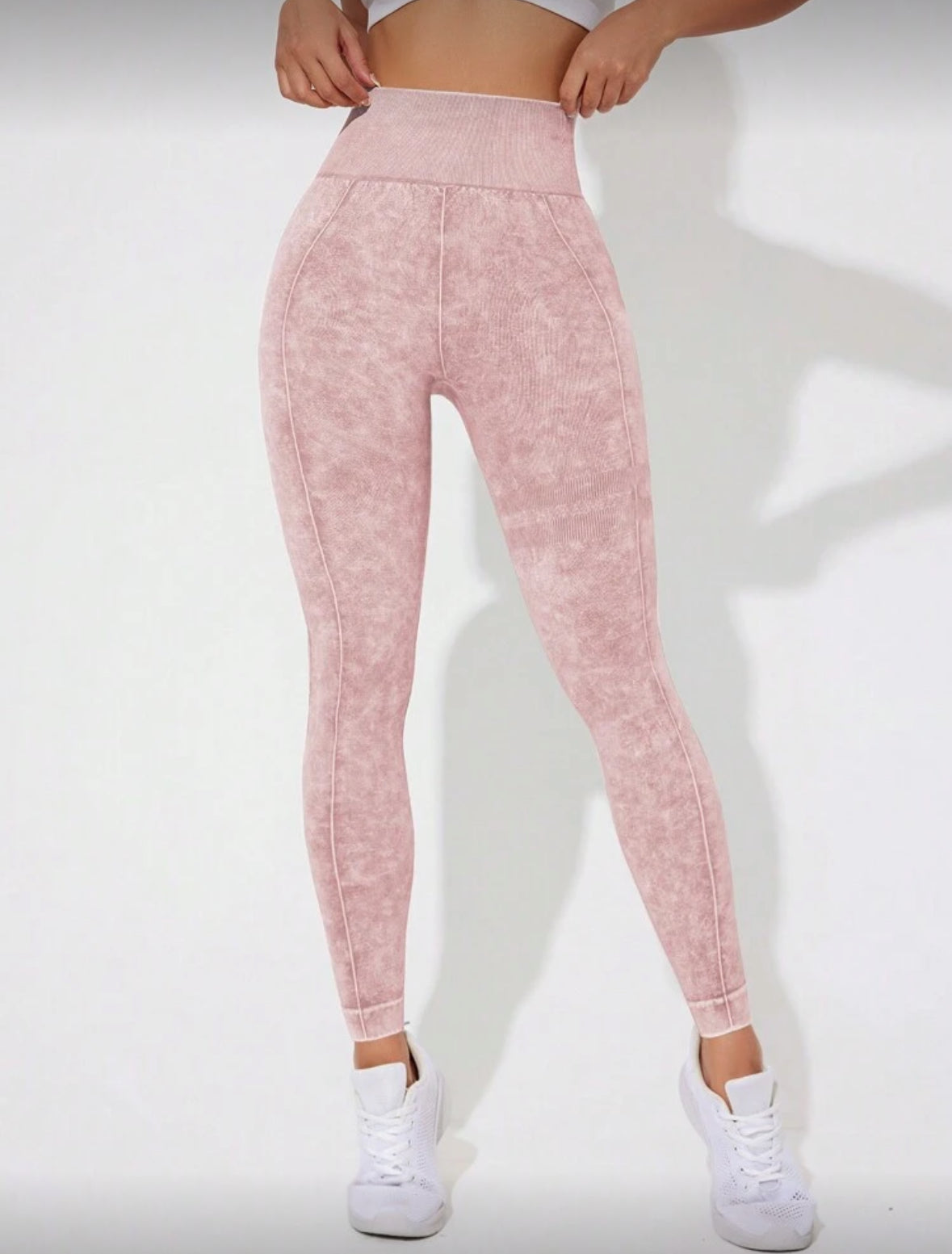 Leggins Scrunch, Push Up, Tono liso deslavado, Sin costuras