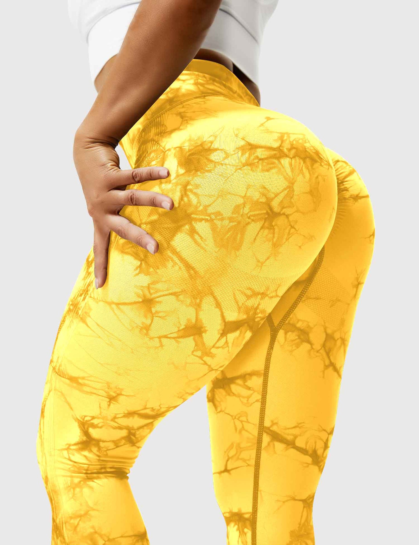 Leggins Amarillos, Push Up, Sin Costuras, Tie Dye, Premium