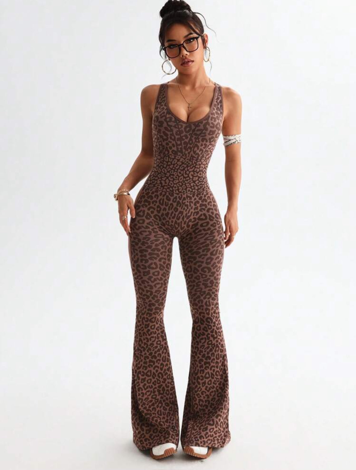 ‘Enterizo Push Up, Sin costuras, Animal print, Acampanado