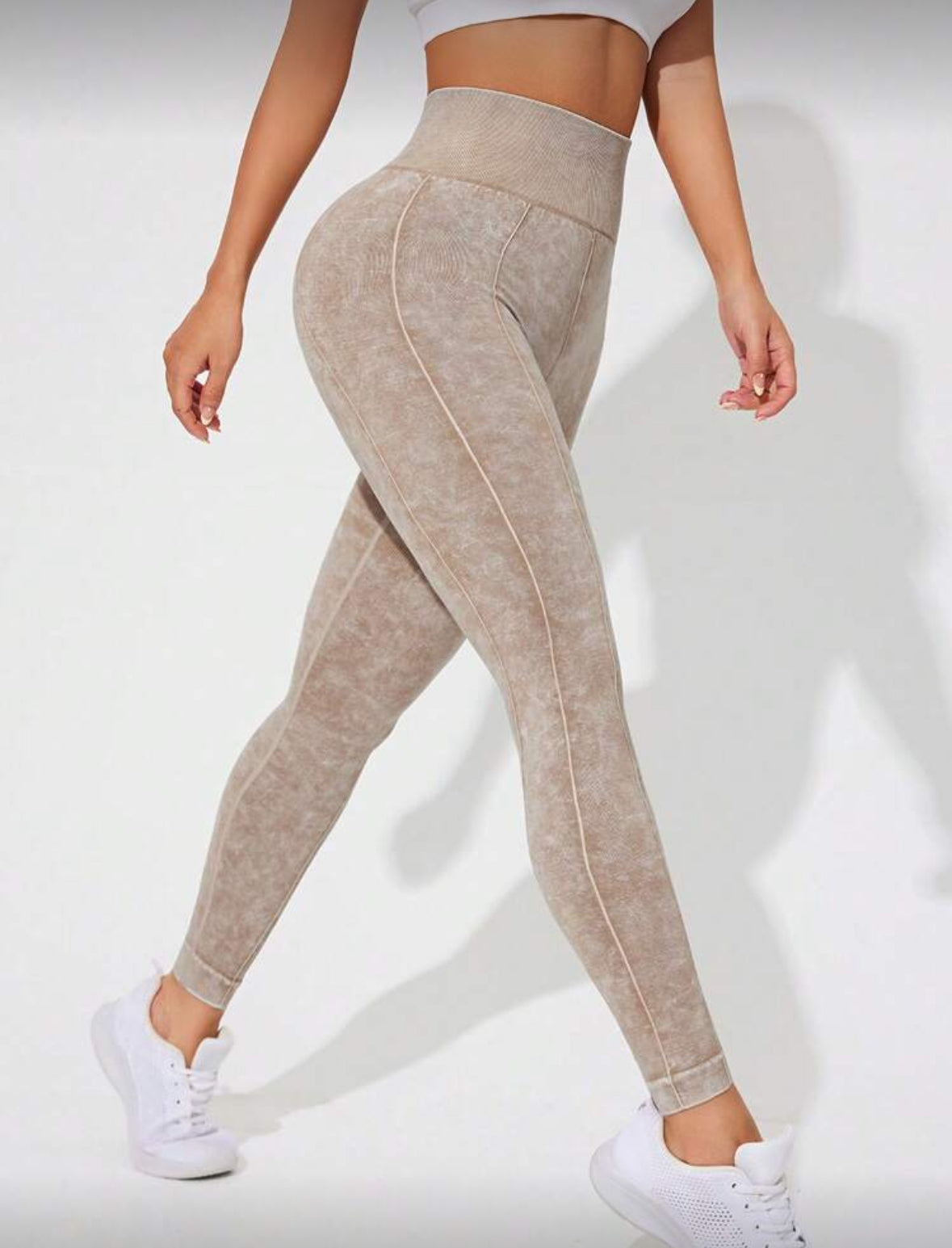 Leggins Scrunch, Push Up, Tono liso deslavado, Sin costuras