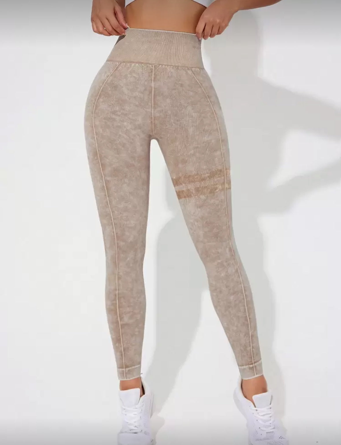 Leggins Scrunch, Push Up, Tono liso deslavado, Sin costuras
