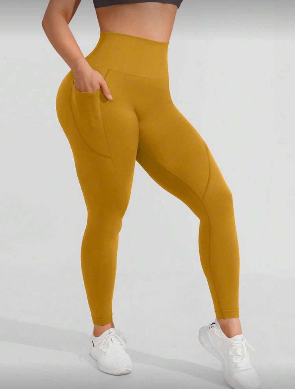 Leggins con bolsa, Push Up, Sin costuras, Tono Liso