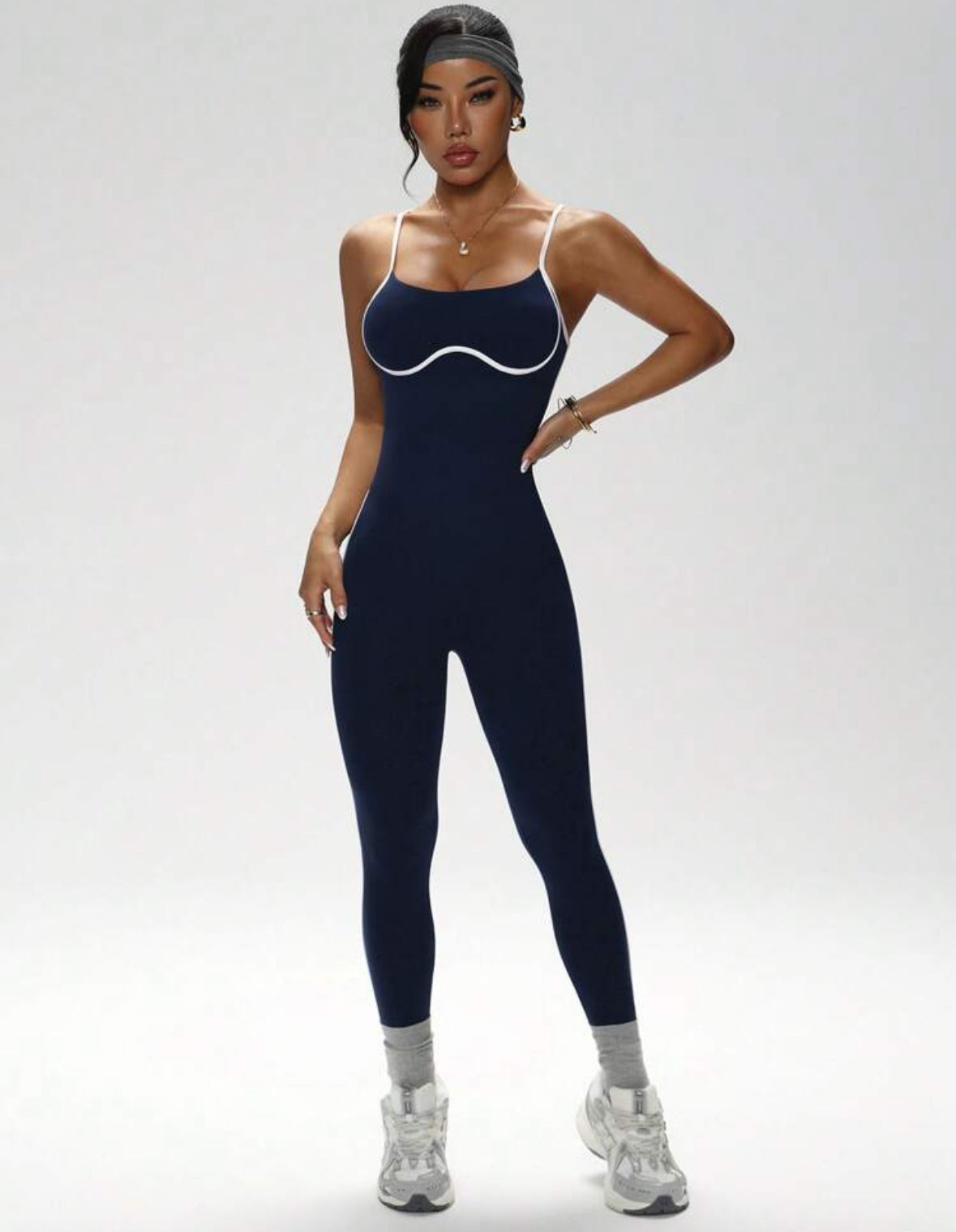 ‘Enterizo Push Up, con tirantes, Sin costuras, Líneas blancas