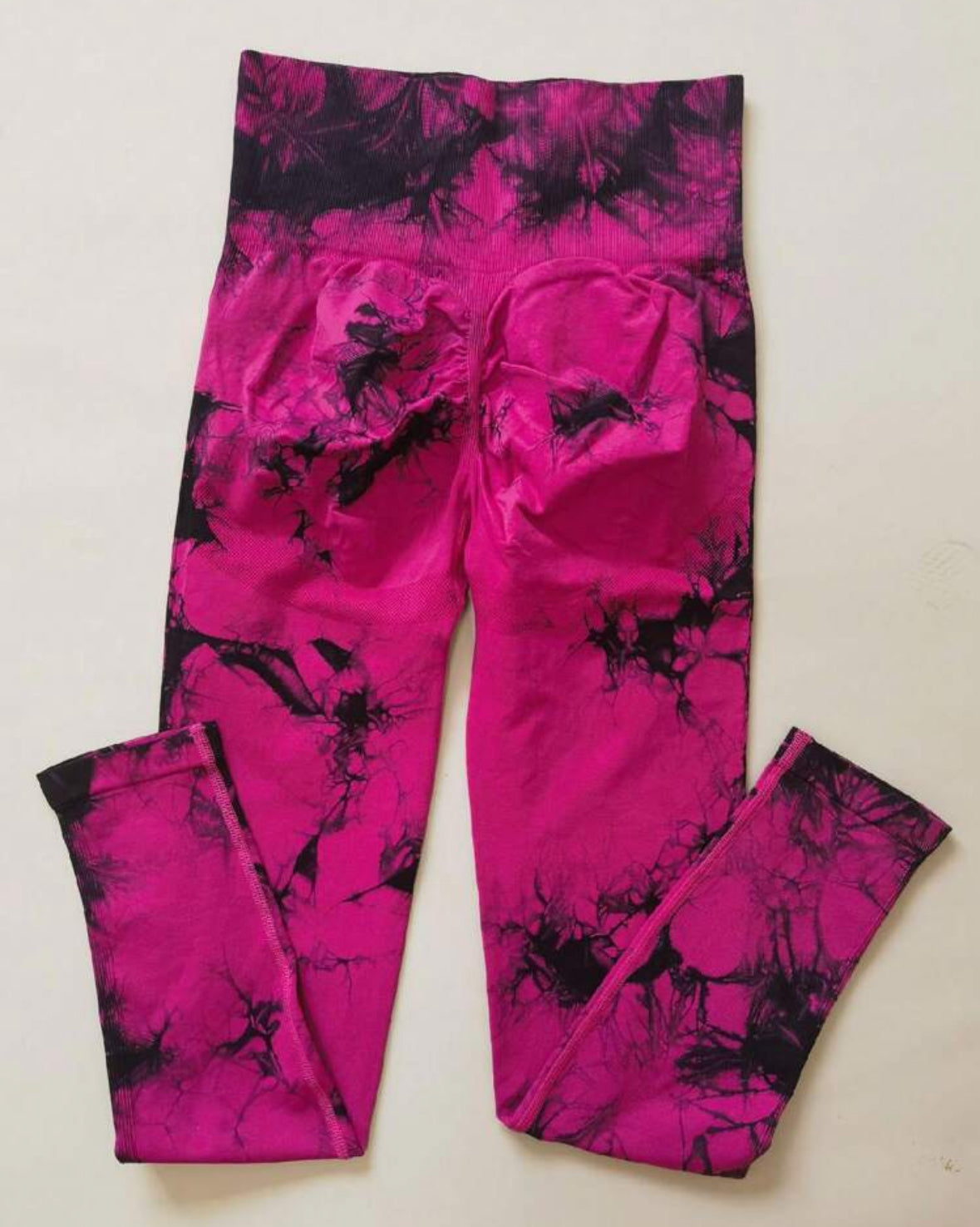 Leggin Push Up, Tie Dye, Rosa oscuro con negro, Premium.