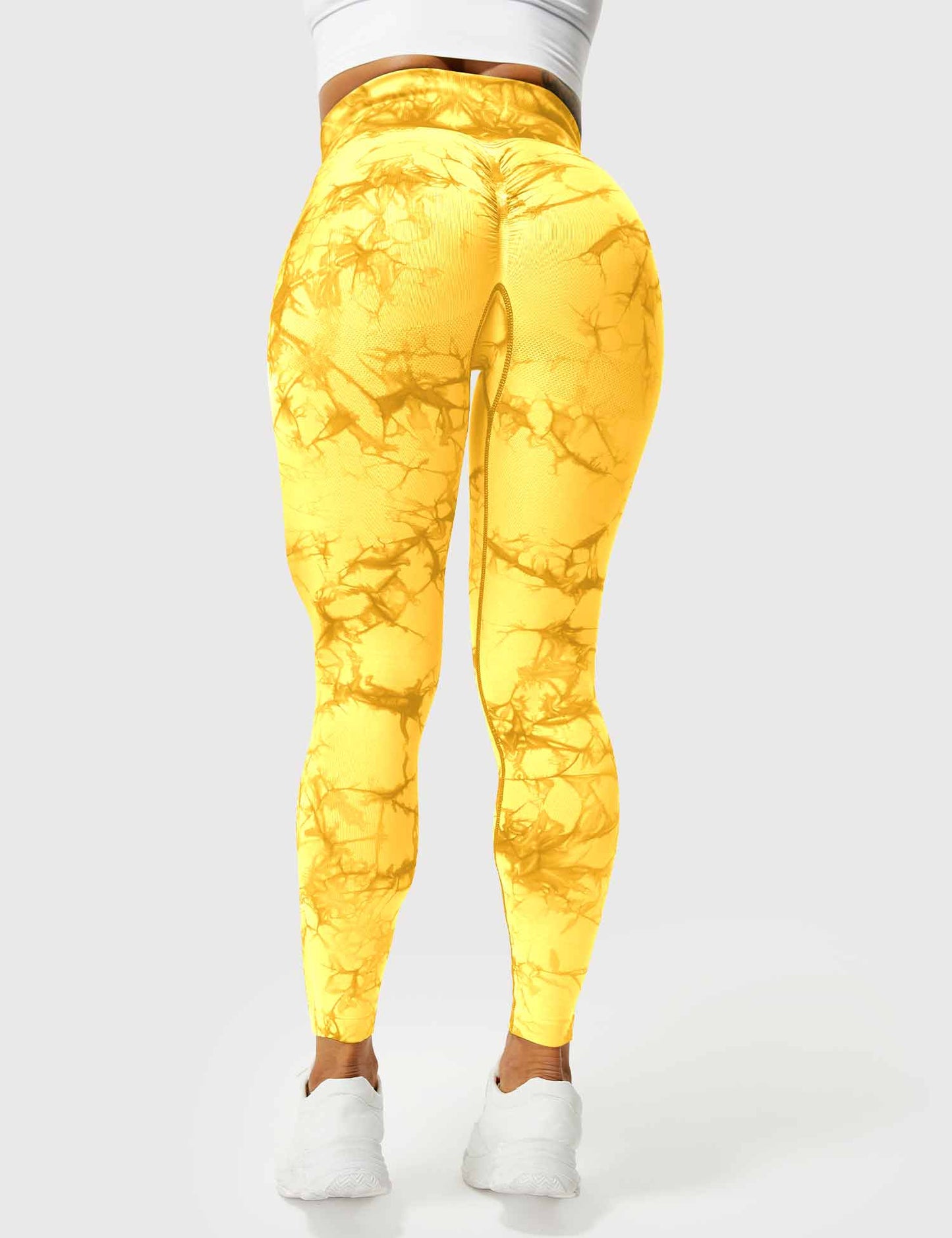 Leggins Amarillos, Push Up, Sin Costuras, Tie Dye, Premium