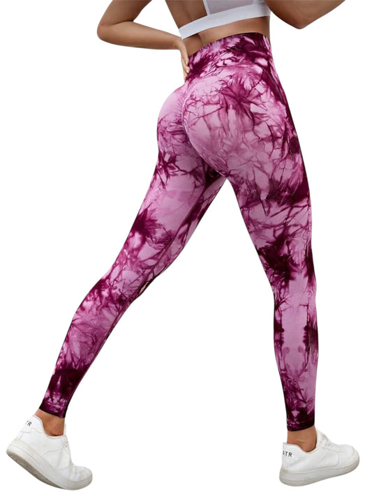 Leggins Rosa Violeta, Push Up, Sin costuras, Tie Dye