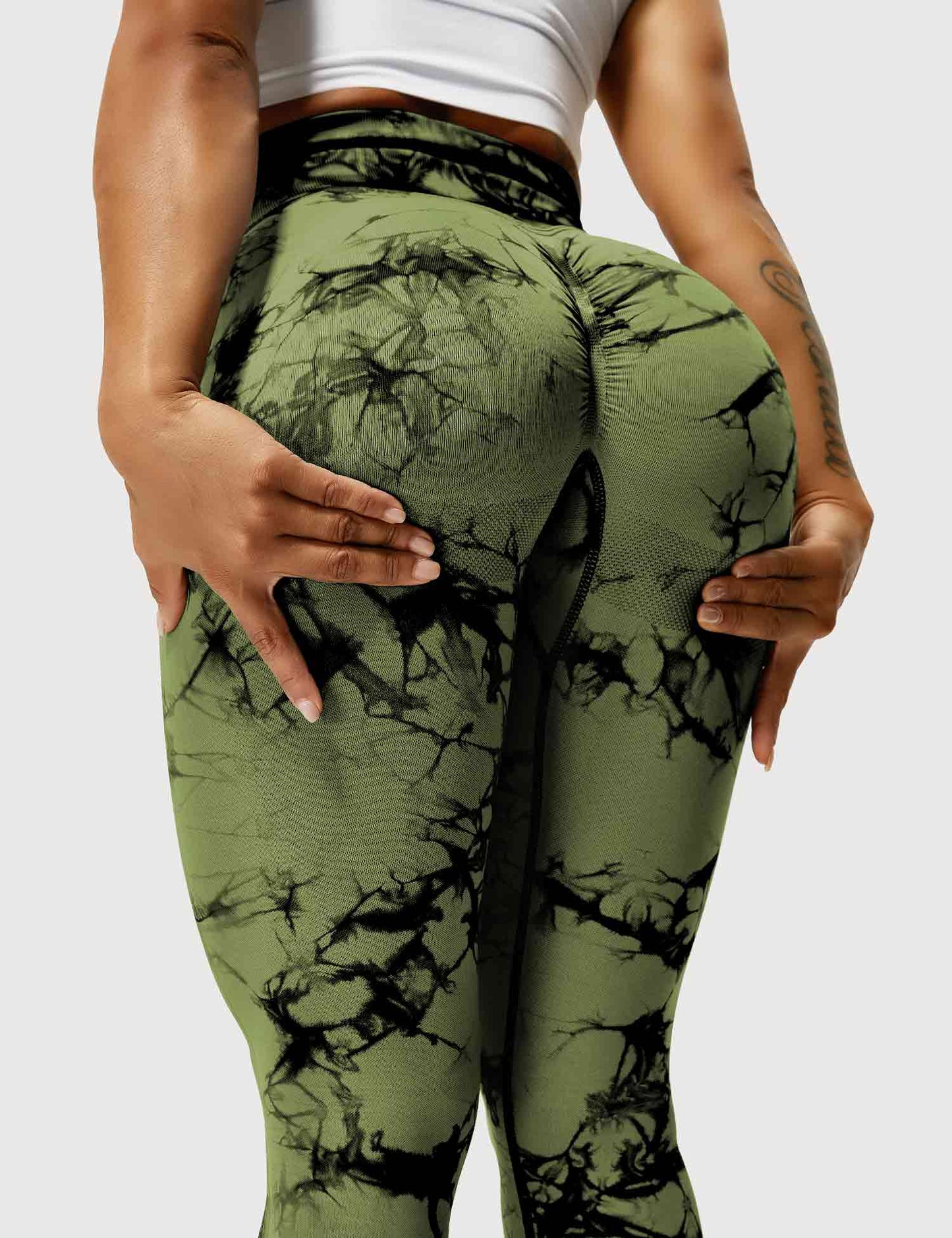 Leggins Verde Militar, Push Up, Sin costuras, Tie Dye, Premium
