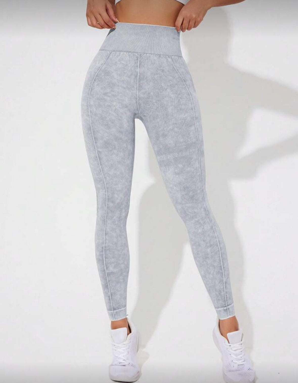 Leggins Scrunch, Push Up, Tono liso deslavado, Sin costuras