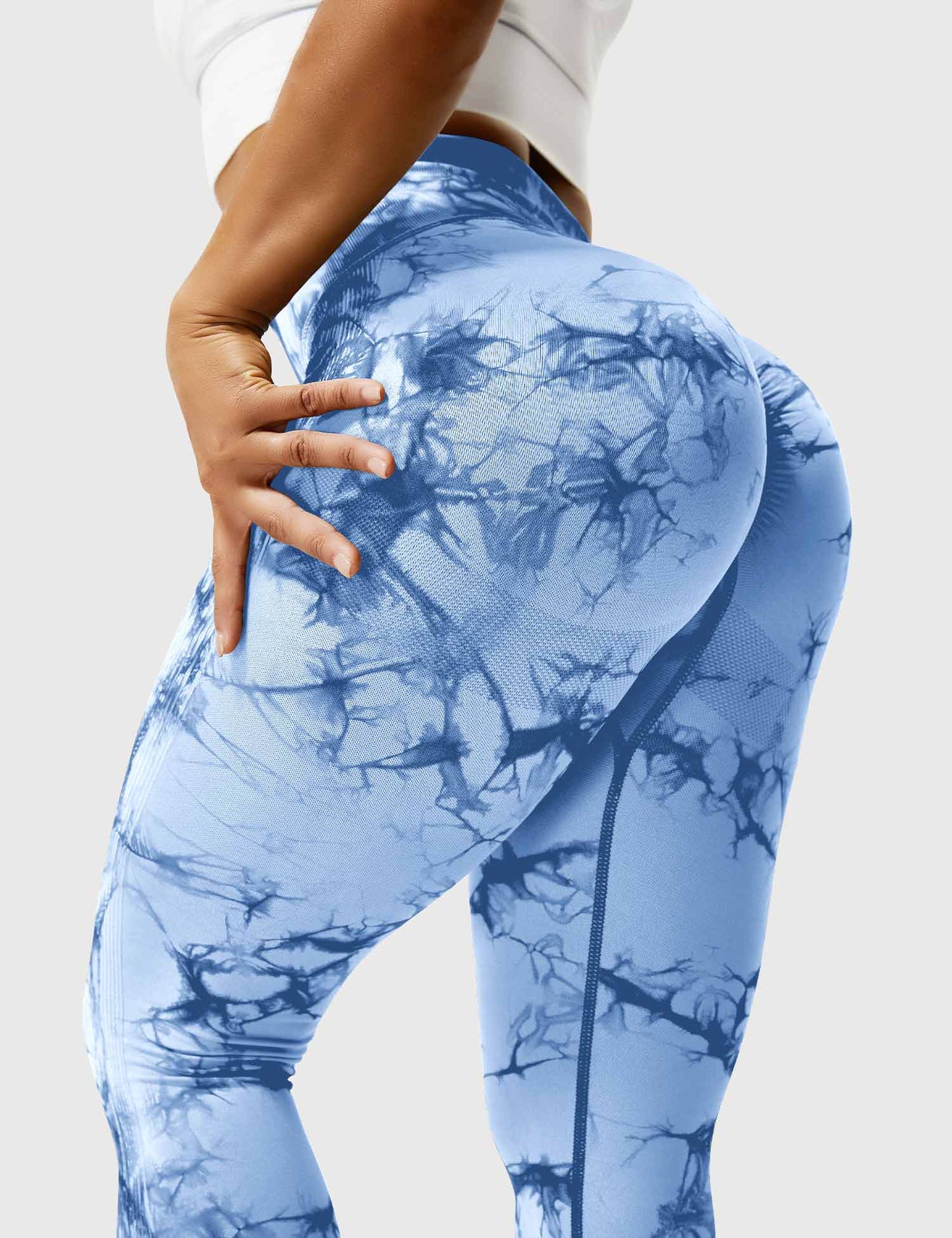 Leggins azul claro, Push Up, Sin Costuras, Tie Dye, Premium