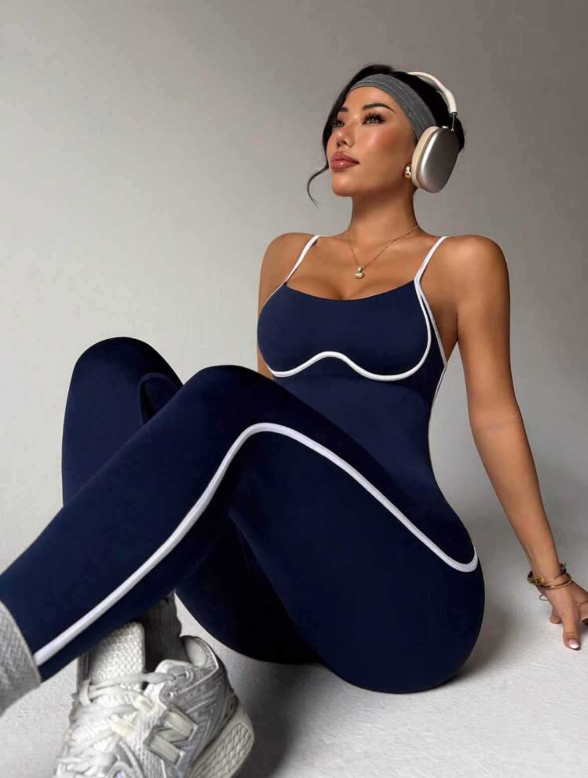 ‘Enterizo Push Up, con tirantes, Sin costuras, Líneas blancas