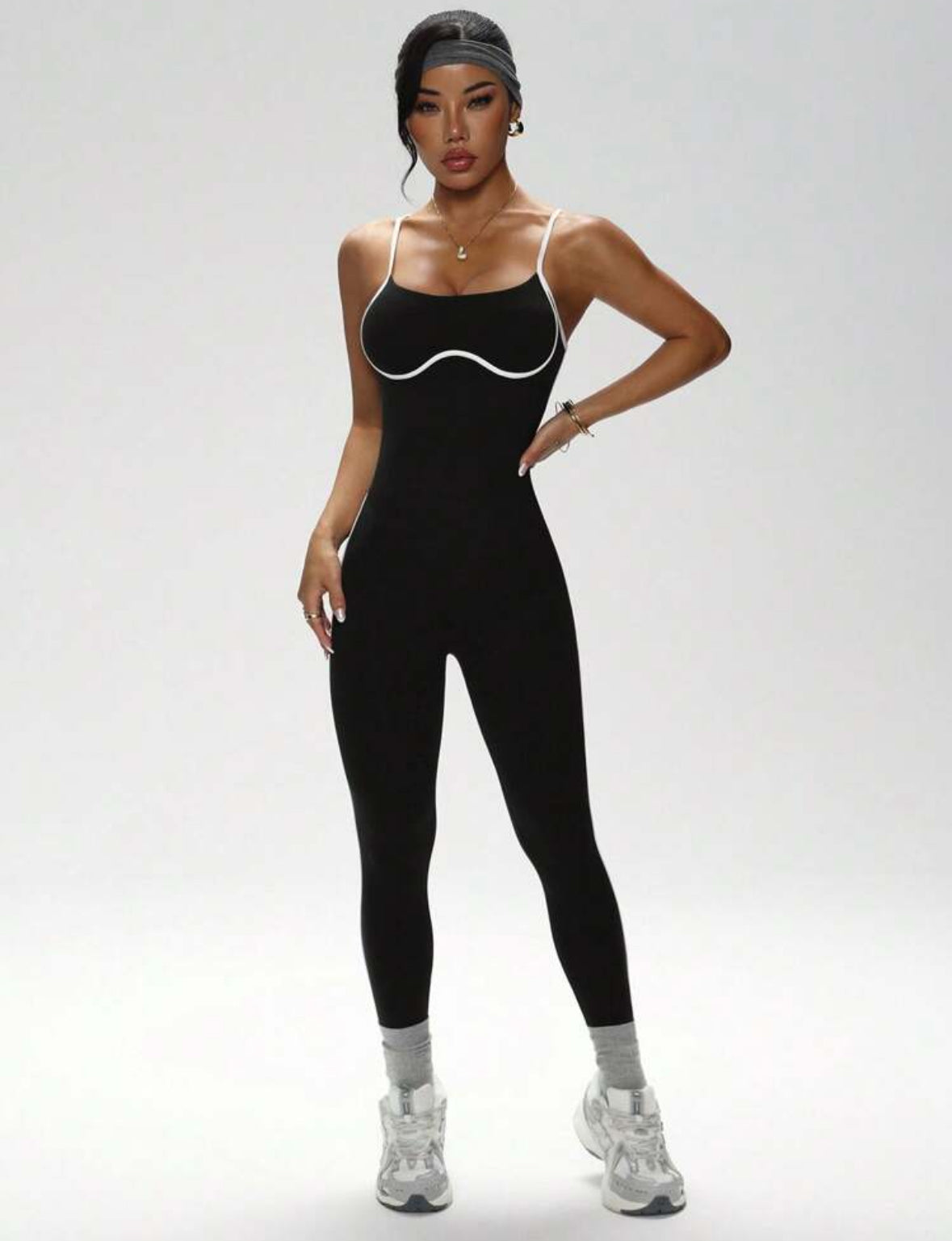 ‘Enterizo Push Up, con tirantes, Sin costuras, Líneas blancas