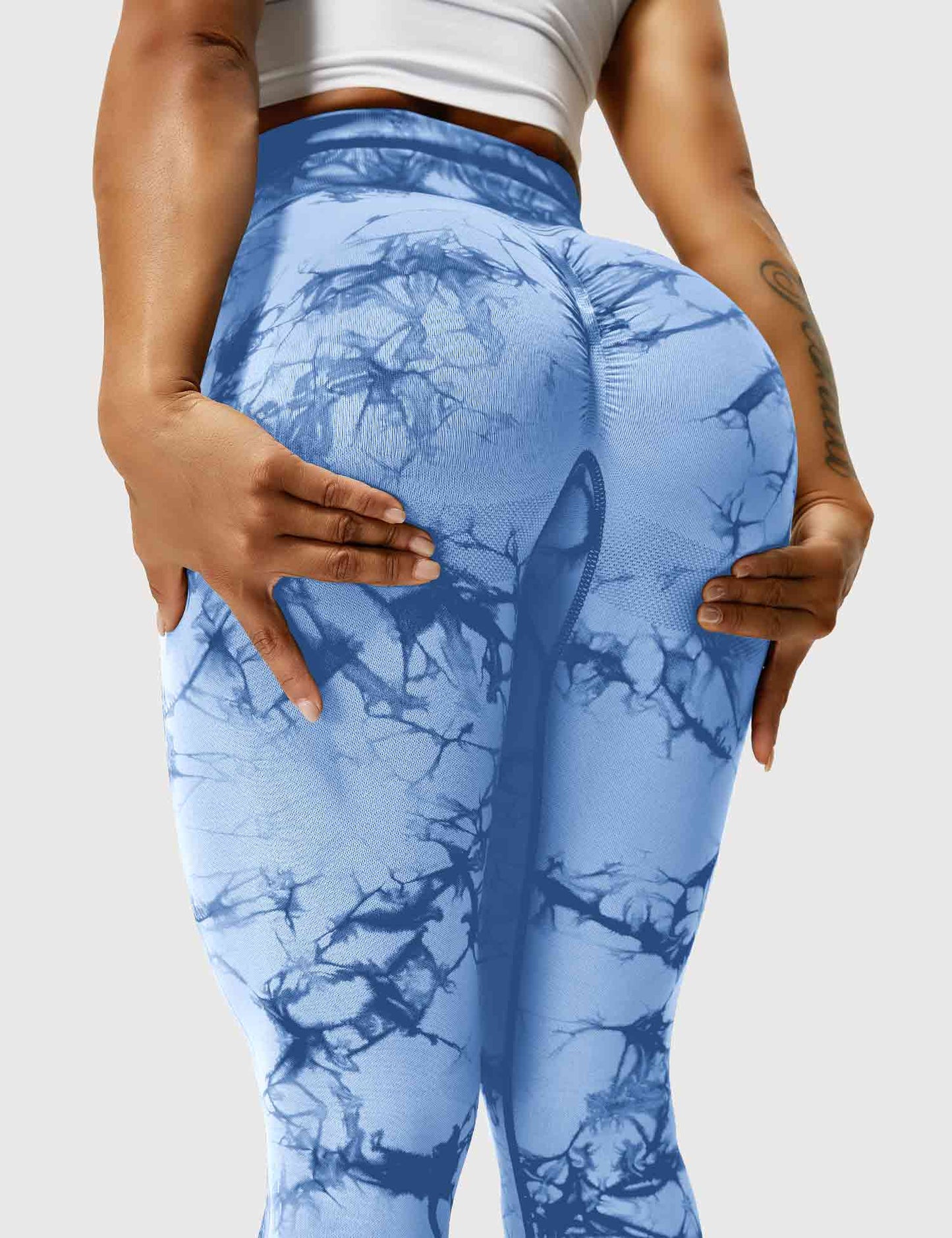 Leggins azul claro, Push Up, Sin Costuras, Tie Dye, Premium