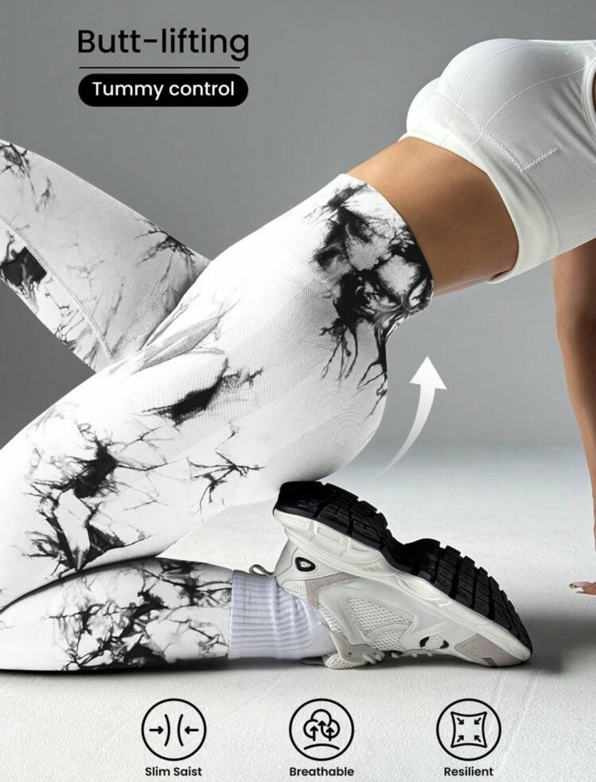 Leggins Blancos, Push Up, Sin costuras, Tie Dye