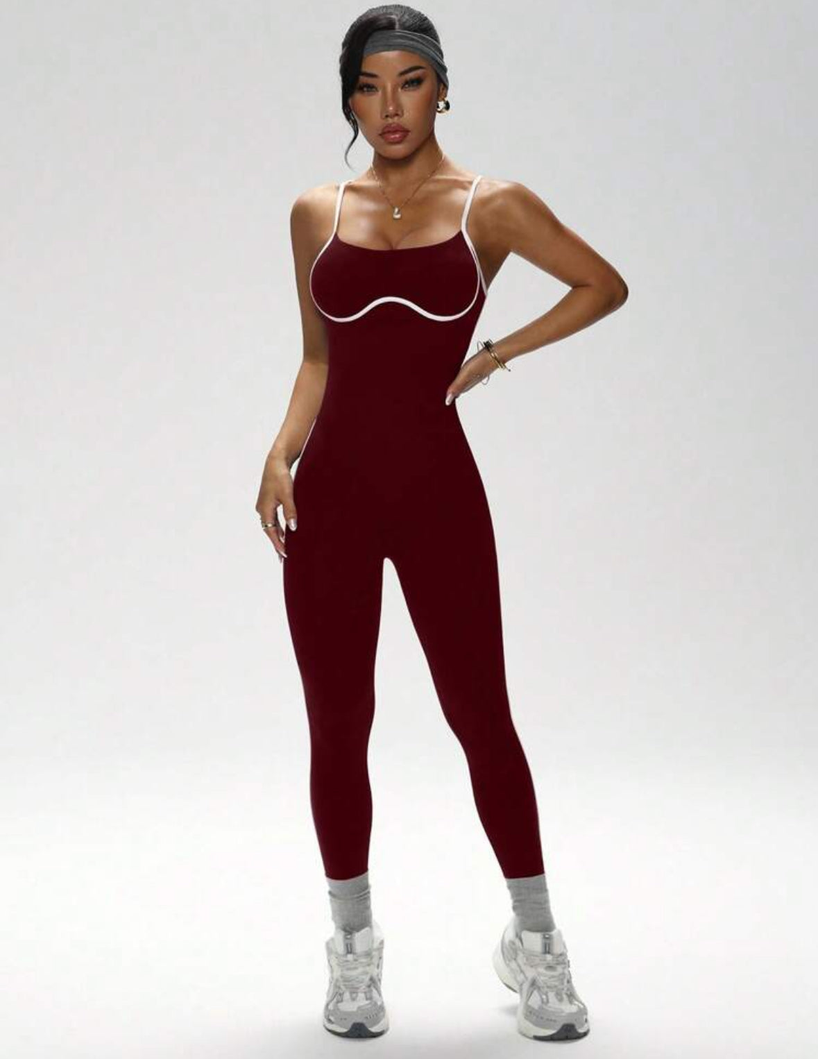 ‘Enterizo Push Up, con tirantes, Sin costuras, Líneas blancas