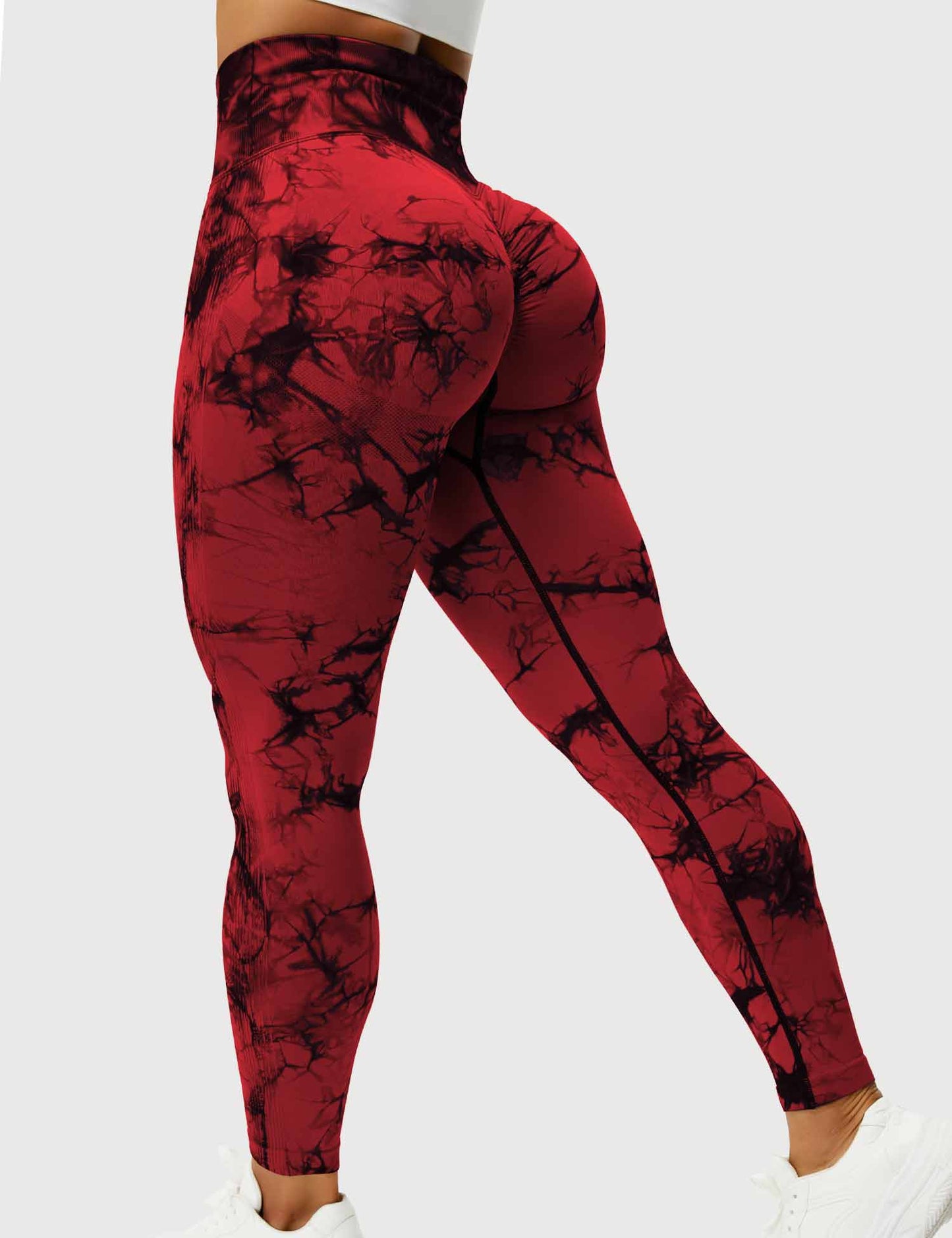 Leggins Rojo Push Up, Sin costuras, Tie Dye