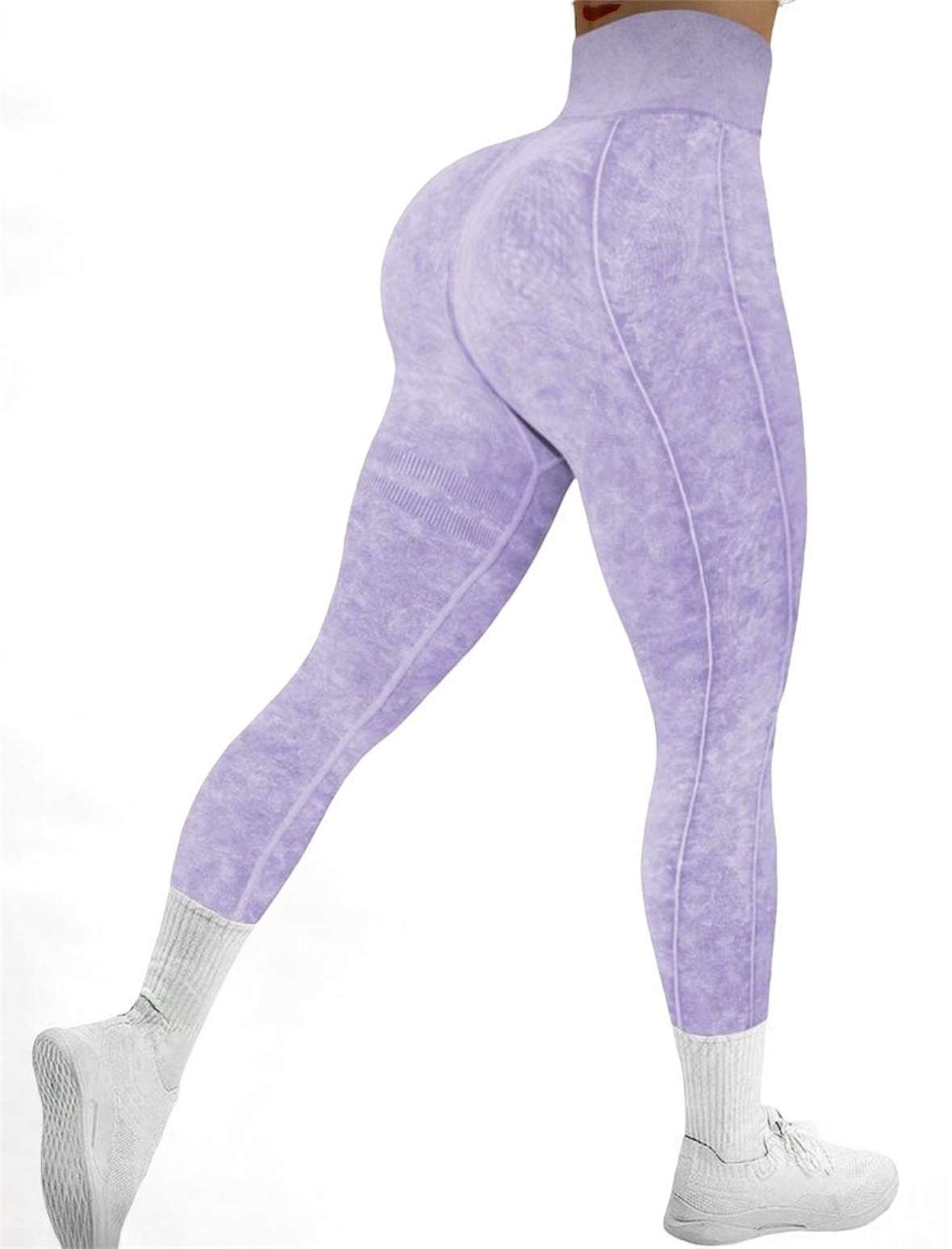 Leggins Scrunch, Push Up, Tono liso deslavado, Sin costuras