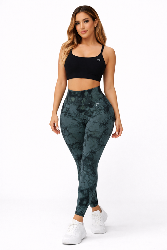 Leggins Verde, Push Up, Sin costuras, Tie Dye, Premium